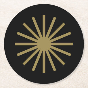 Posavasos Redondo De Papel Starburst Black and Gold
