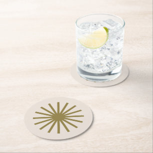 Posavasos Redondo De Papel Starburst Black and Gold