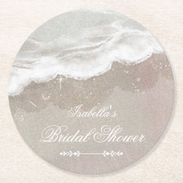 Posavasos Redondo De Papel Starfish and Shells Tropical Beach Bridal Shower