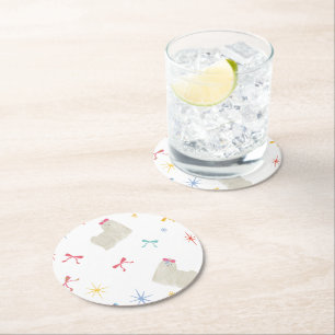 Posavasos Redondo De Papel Starry Sparkle Cute Puppy