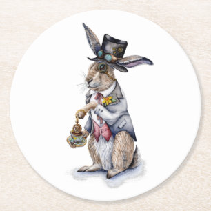 Posavasos Redondo De Papel Steampunk March Hare
