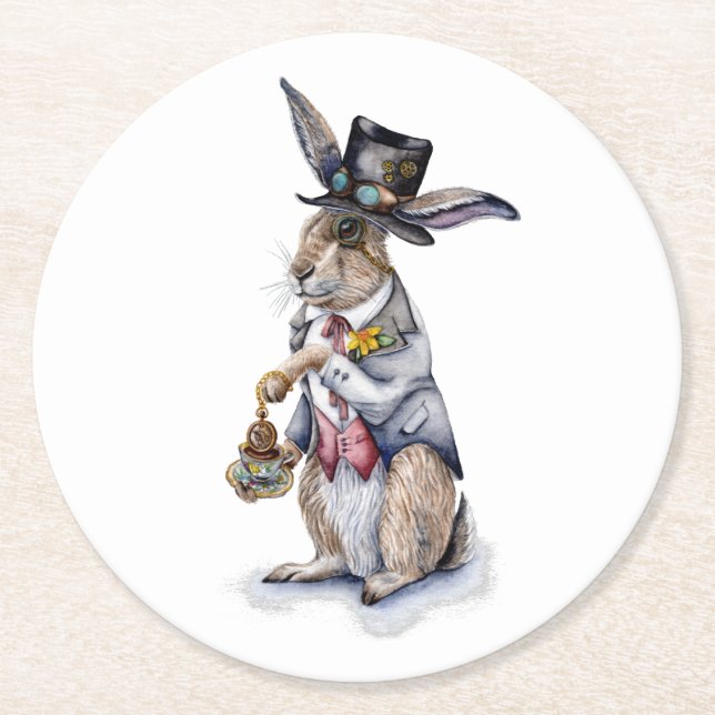 Posavasos Redondo De Papel Steampunk March Hare (Anverso)