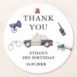 Posavasos Redondo De Papel Stylish Police Kids Birthday