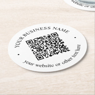 Posavasos Redondo De Papel Su código QR cargado más texto circular editable