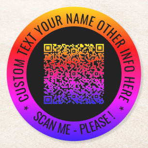 Posavasos Redondo De Papel Su código QR y la bandeja de papel de texto del Pe
