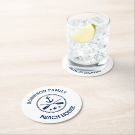 Posavasos Redondo De Papel Su familia Beach House Nombre Anchor Oars Stars