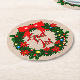 Posavasos Redondo De Papel Sueco Feliz Navidad-dalbana