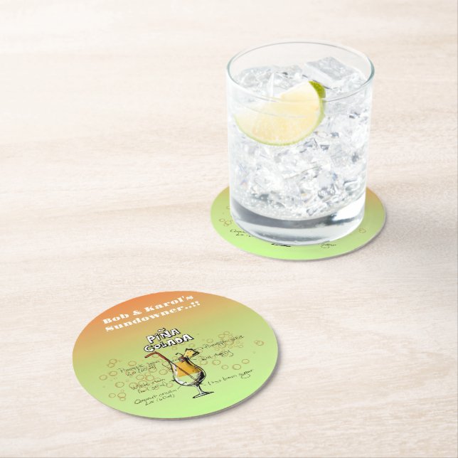Posavasos Redondo De Papel Sundowner Pina Colada Cocktail Fiesta (In situ)