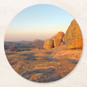 Posavasos Redondo De Papel Sunrise over Matobo Hills