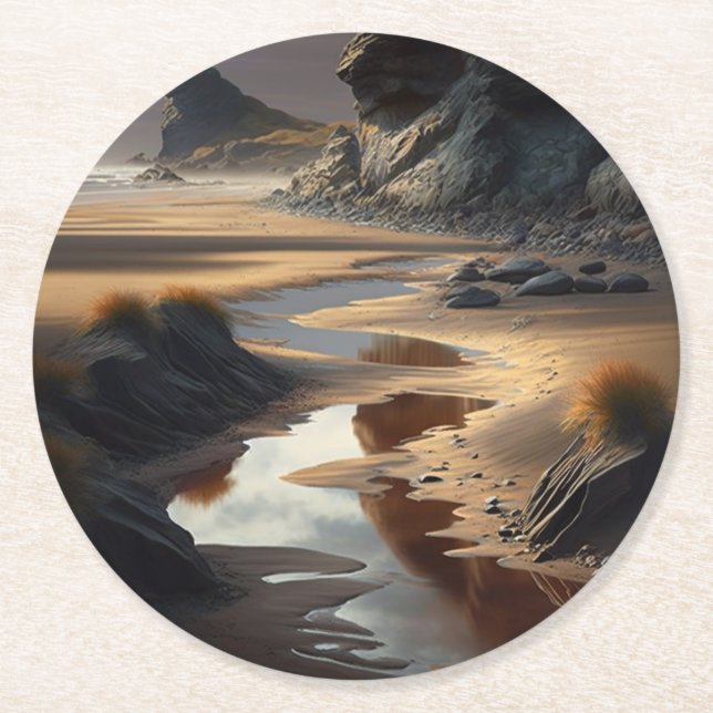 Posavasos Redondo De Papel Sunset Shore (Anverso)