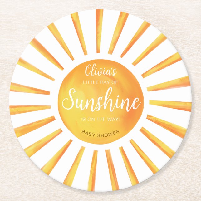 Posavasos Redondo De Papel Sunshine Baby Shower (Anverso)