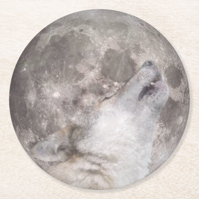Posavasos Redondo De Papel Super Wolf Moon (Anverso)