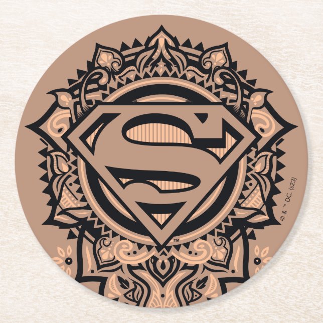 Posavasos Redondo De Papel Supergirl Mandala Graphic (Anverso)