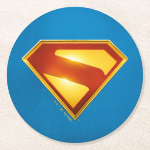 Posavasos Redondo De Papel Superman Golden S Shield Brilliance