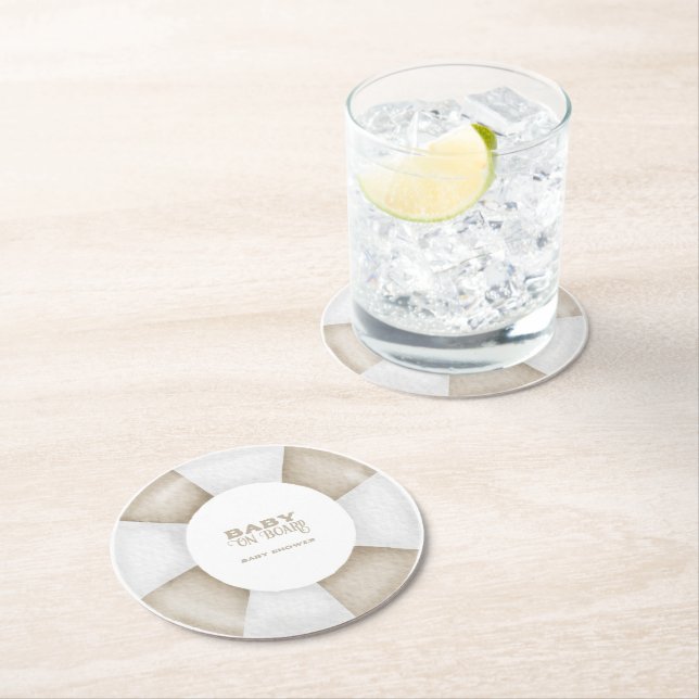 Posavasos Redondo De Papel Surf Board Baby Shower Custom (In situ)