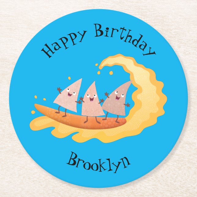 Posavasos Redondo De Papel Surfista de maíz de nachos (Anverso)