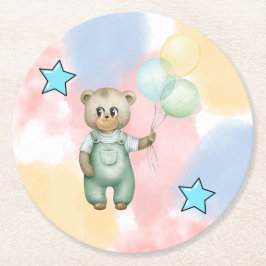 Posavasos Redondo De Papel Sweet green baby bear 