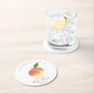 Posavasos Redondo De Papel Sweet Little Peach Baby Shower