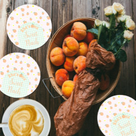 Posavasos Redondo De Papel Sweet Peach First Birthday Paper Coaster
