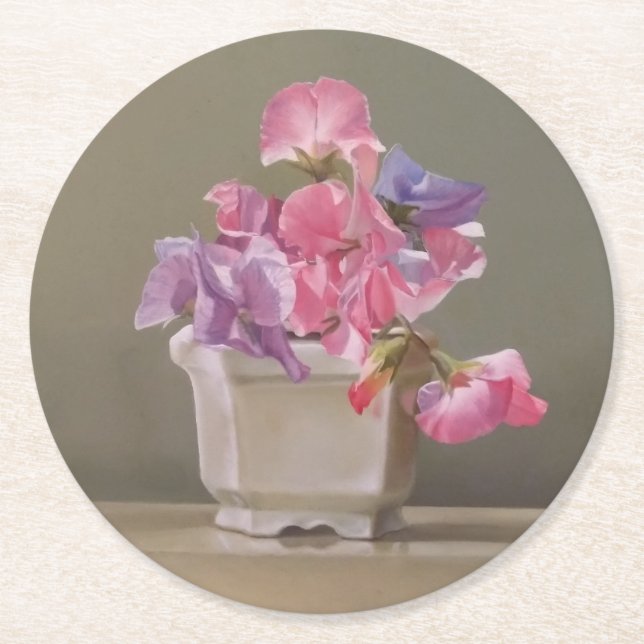 Posavasos Redondo De Papel Sweet Peas Coaster (Anverso)