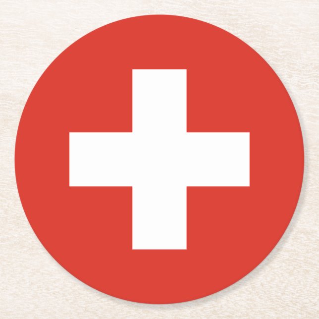 Posavasos Redondo De Papel Switzerland Flag (Anverso)