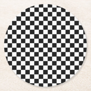 Posavasos Redondo De Papel Tablero de ajedrez clásico blanco y negro de STayl