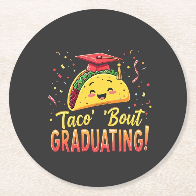 Posavasos Redondo De Papel Taco 'Bout Graduando Cinco De Mayo (Anverso)