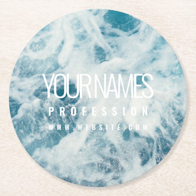 POSAVASOS REDONDO DE PAPEL TARJETA DE NEGOCIO DE PAPEL COASTER: AGUA (Anverso)