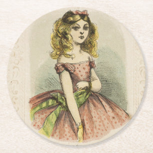 Posavasos Redondo De Papel Tarjeta del Día de San Valentín Romántico Retro, s