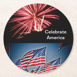 Posavasos Redondo De Papel Tarjeta postal de Celebración de América