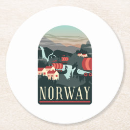 Posavasos Redondo De Papel Tarjeta postal de viaje de cosecha de vintage de N