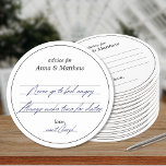 Posavasos Redondo De Papel Tarjetas de asesoramiento de boda | Elegante Minim<br><div class="desc">Presentamos nuestra exclusiva Boda Consejos de Máster, un delicioso giro en el libro de visitas tradicional que le añade un toque de encanto y practicidad a su celebración boda. Estas tarjetas de consejo, elaboradas como galeras de papel, sirven como un elemento de doble propósito de boda y decoración que los...</div>