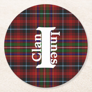 Posavasos Redondo De Papel Tartan Plaid Clásico del Clan Innes