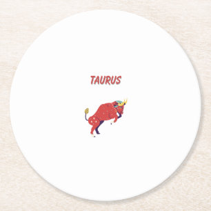 Posavasos Redondo De Papel Tauro rosa, impresión de signo zodiacal, signo est