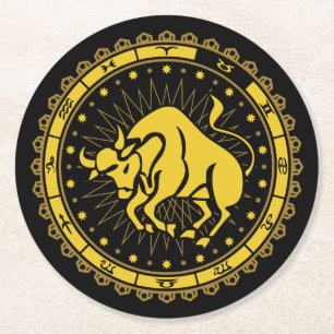 Posavasos Redondo De Papel Tauro - Rótulo Zodiaco - Símbolo - Horóscopo