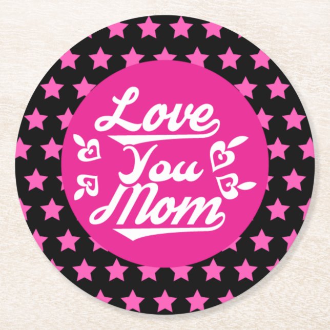 Posavasos Redondo De Papel Te amo, mamá, diseño del Día de la Madre-1996 (Anverso)