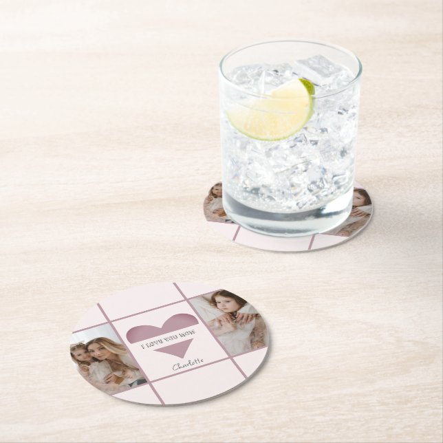 Posavasos Redondo De Papel 'Te Amo Mamá', Pascua Personalizada De Papel (In situ)