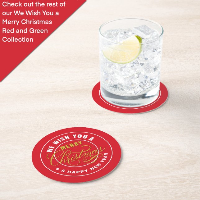 Posavasos Redondo De Papel Te deseamos una Feliz Navidad Rojo (Subido por el creador)