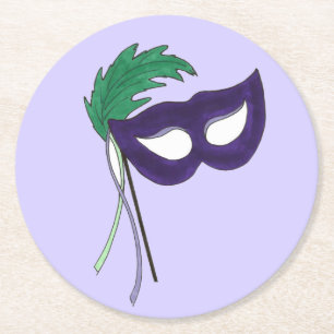 Posavasos Redondo De Papel Teatro Dramático Espiar Mascarada Máscara Mardi Gr