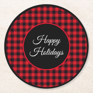 Posavasos Redondo De Papel Tela escocesa de papel del búfalo de los práctic