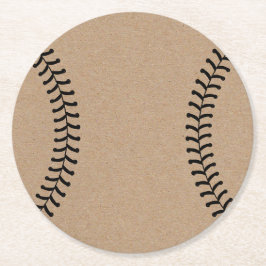 Posavasos Redondo De Papel Tema de deportes de béisbol Rustic Kraft