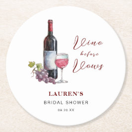 Posavasos Redondo De Papel Tema de vino para Despedida de Soltera 'Vino antes