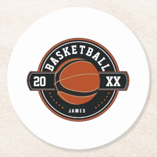 Posavasos Redondo De Papel Tema del baloncesto personalizado divertido