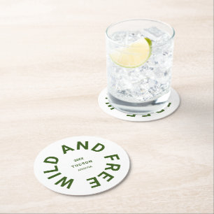 Posavasos Redondo De Papel Tema Del Camping Verde Forestal Libre Y Salvaje