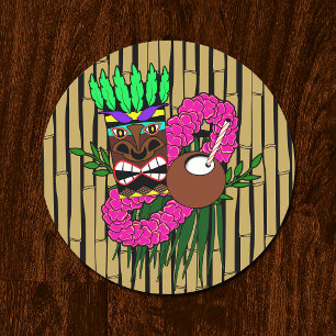 Posavasos Redondo De Papel Tema Luau