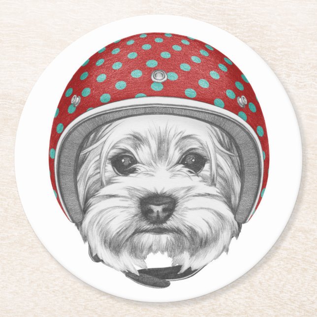 Posavasos Redondo De Papel Temerario de Yorkshire Terrier (Anverso)