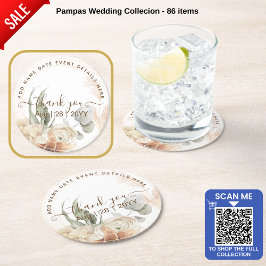 Posavasos Redondo De Papel Tendencias Arcilla Pampas Hierba Boda