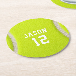 Posavasos Redondo De Papel Tenis Personalizado con Nombre y Edad