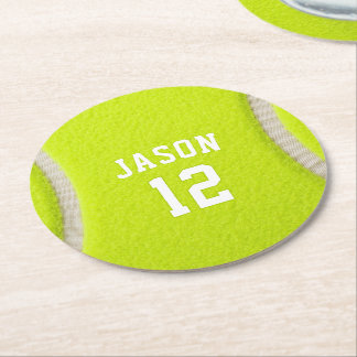 Posavasos Redondo De Papel Tenis Personalizado con Nombre y Edad