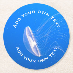 Posavasos Redondo De Papel Tentáculos de medusas Personalizado azul brillante